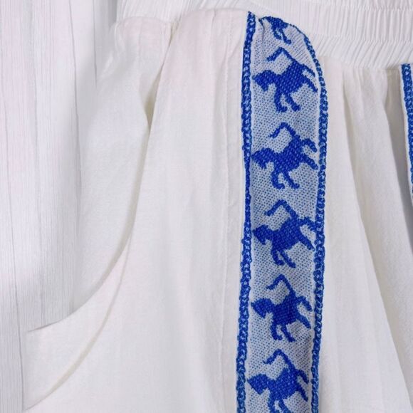 NWT Lace Top & Short Set Embroidered 100% Cotton White Blue Size S - Picture 2 of 9